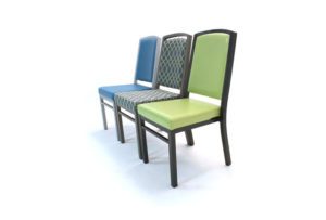 three chairs with different colors
