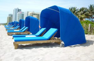 lounge chairs at the beach