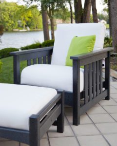 white outdoor chair with cushion