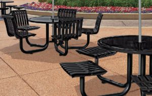 outdoor metal black chairs and tables