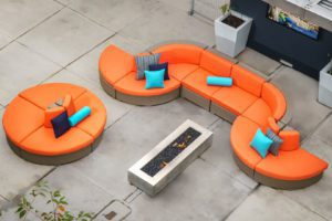 outdoor orange sofa