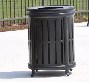 black trash bin
